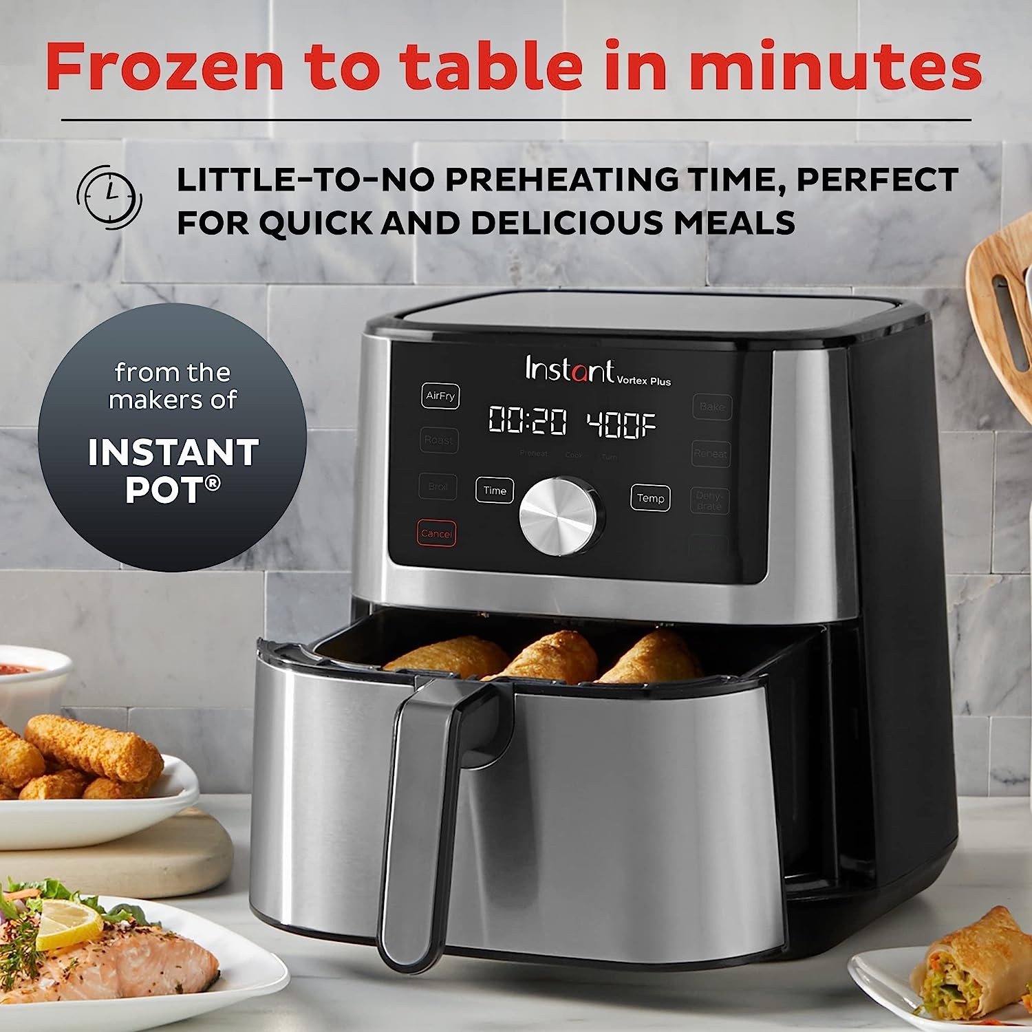Instant Pot Vortex Plus Air Fryer Oven, 6 Quart, From the Makers of Instant Pot, 6-in-1, Broil, Roast, Dehydrate, Bake, Non-stick and Dishwasher-Safe Basket, App With Over 100 Recipes, Stainless Steel